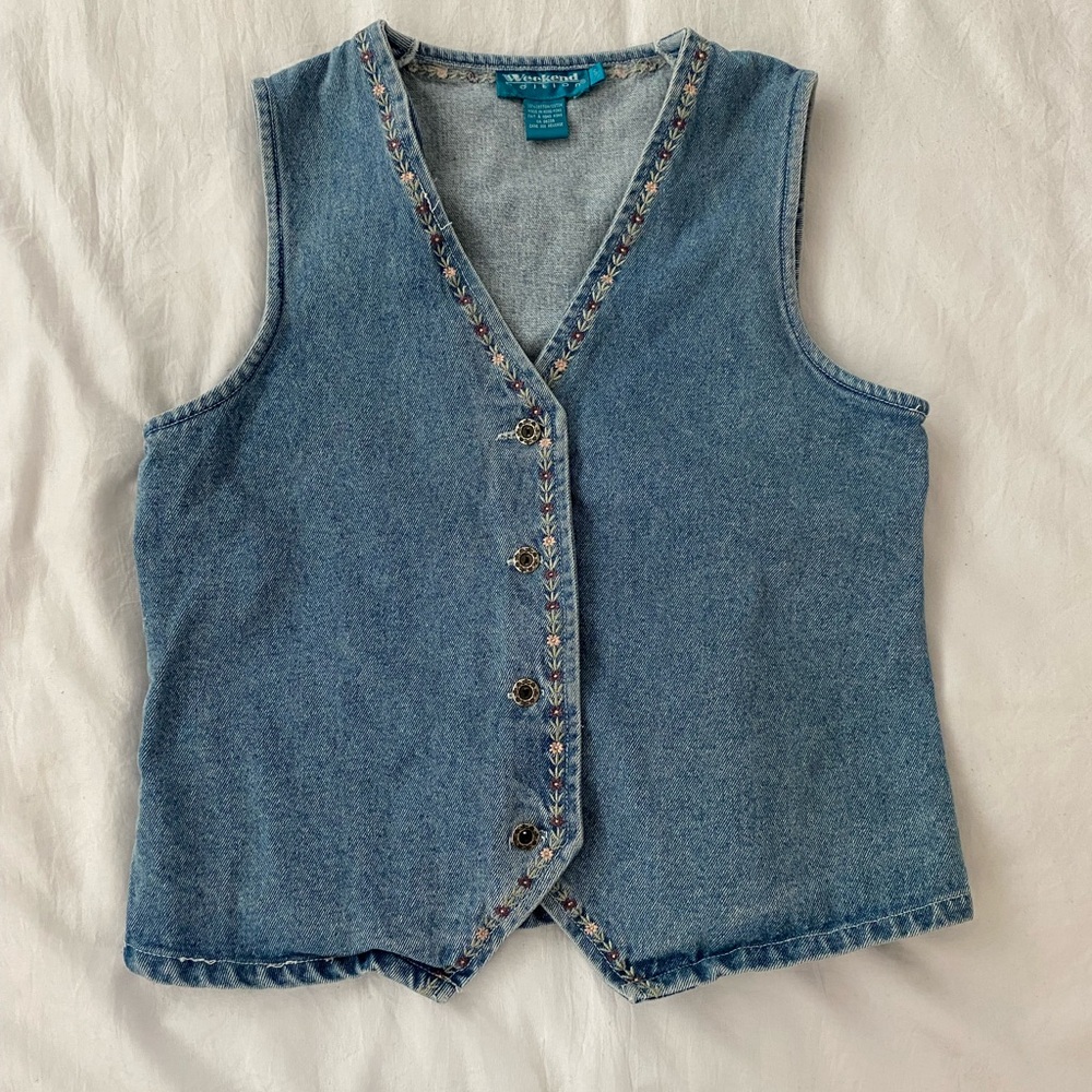 Vintage Embroidered Denim Vest